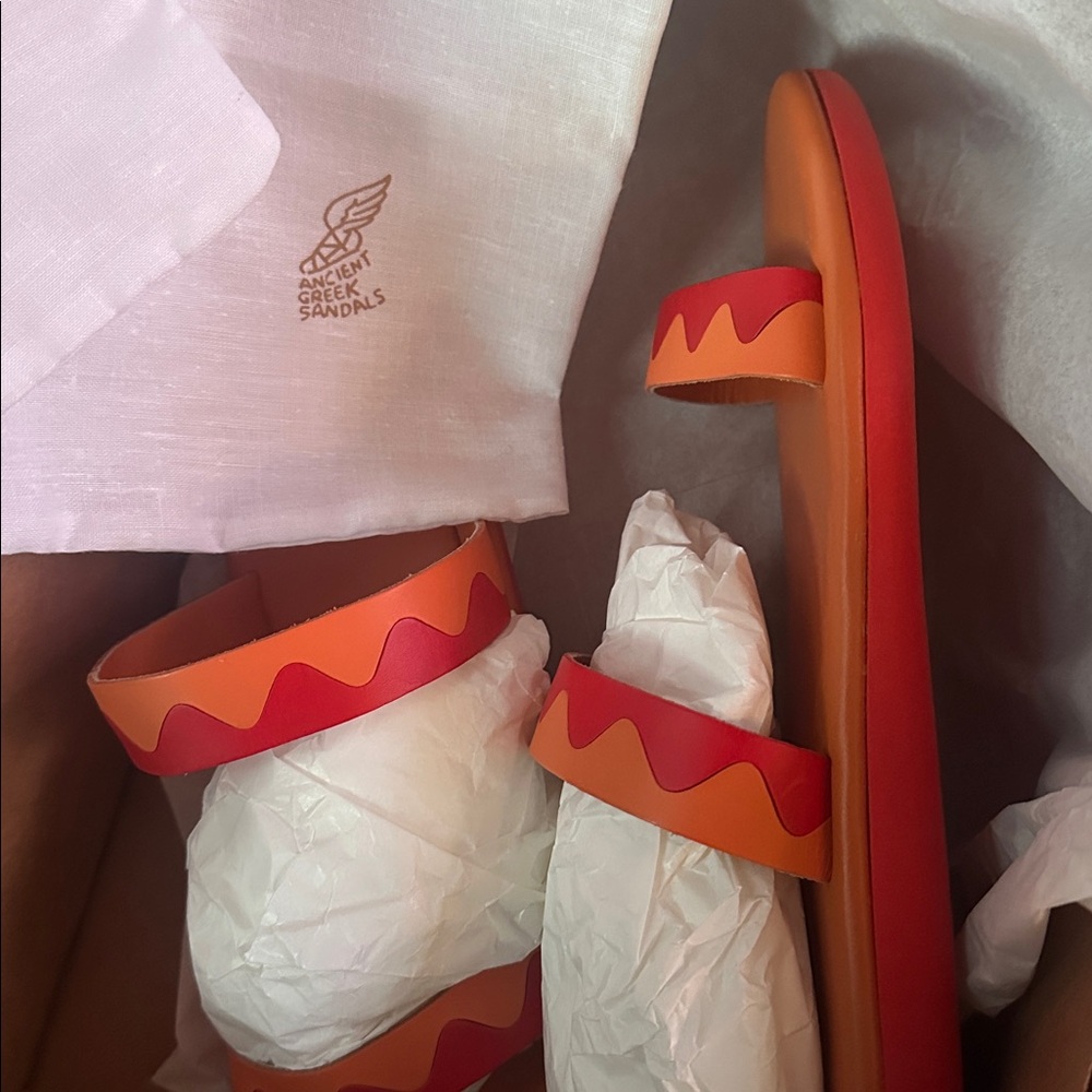 Ancient Greek sandals Leather Sandals, brand new with dust bag size euro 37 US 6 - Picture 4 of 4